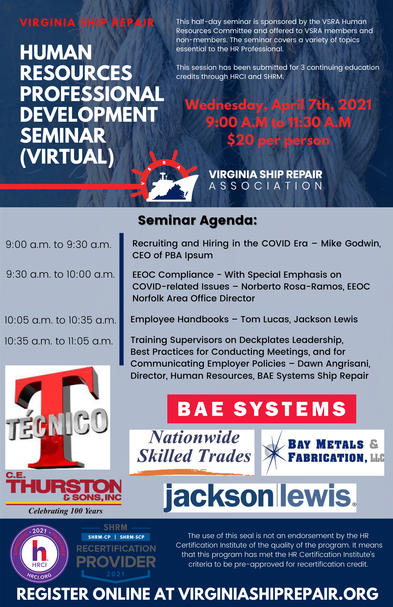 Please click here to view the Human Resources Seminar Agenda Schedule.