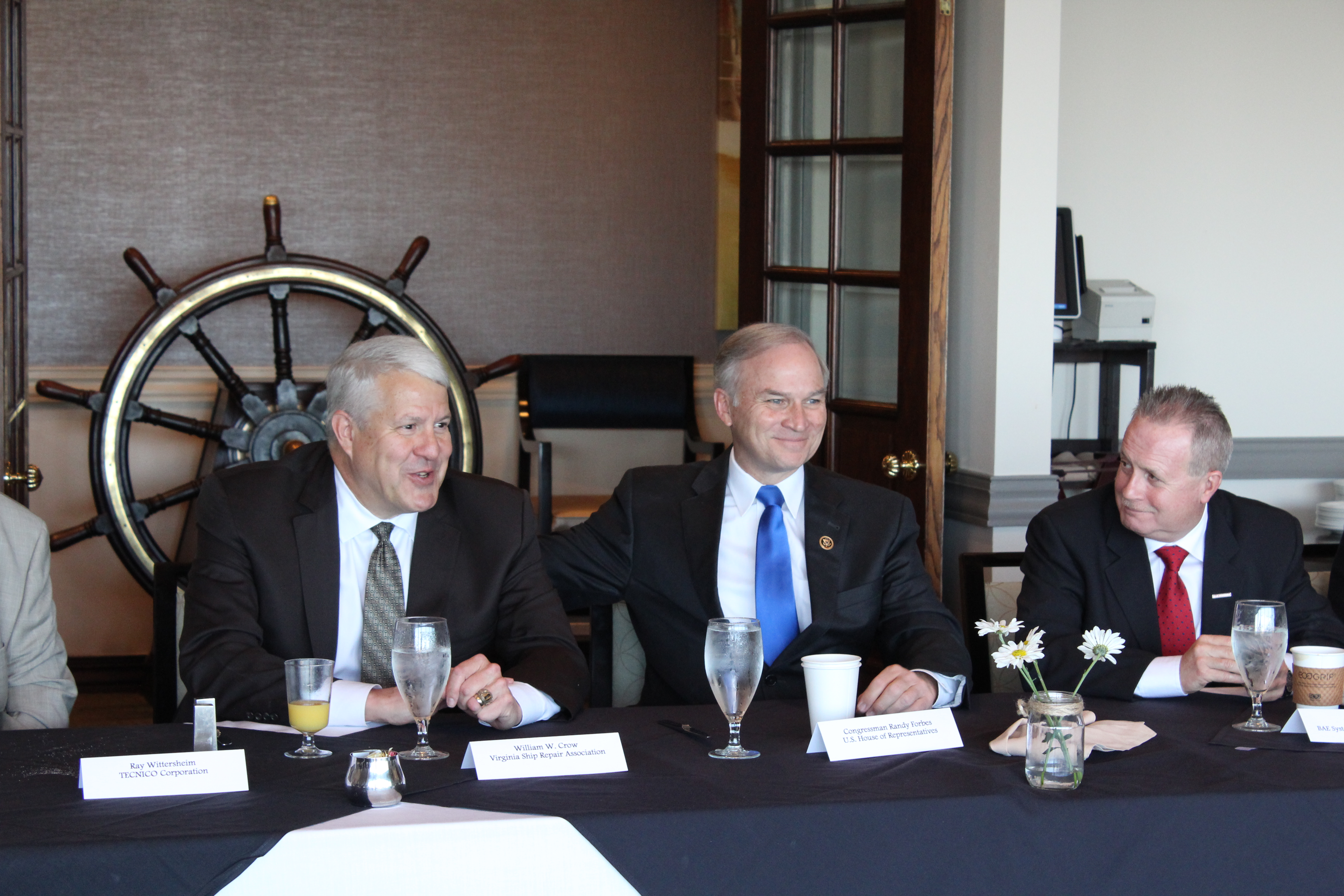 Forbes Roundtable Bill Crow (L) with Rep Randy Forbes and Board Chair Dave Thomas